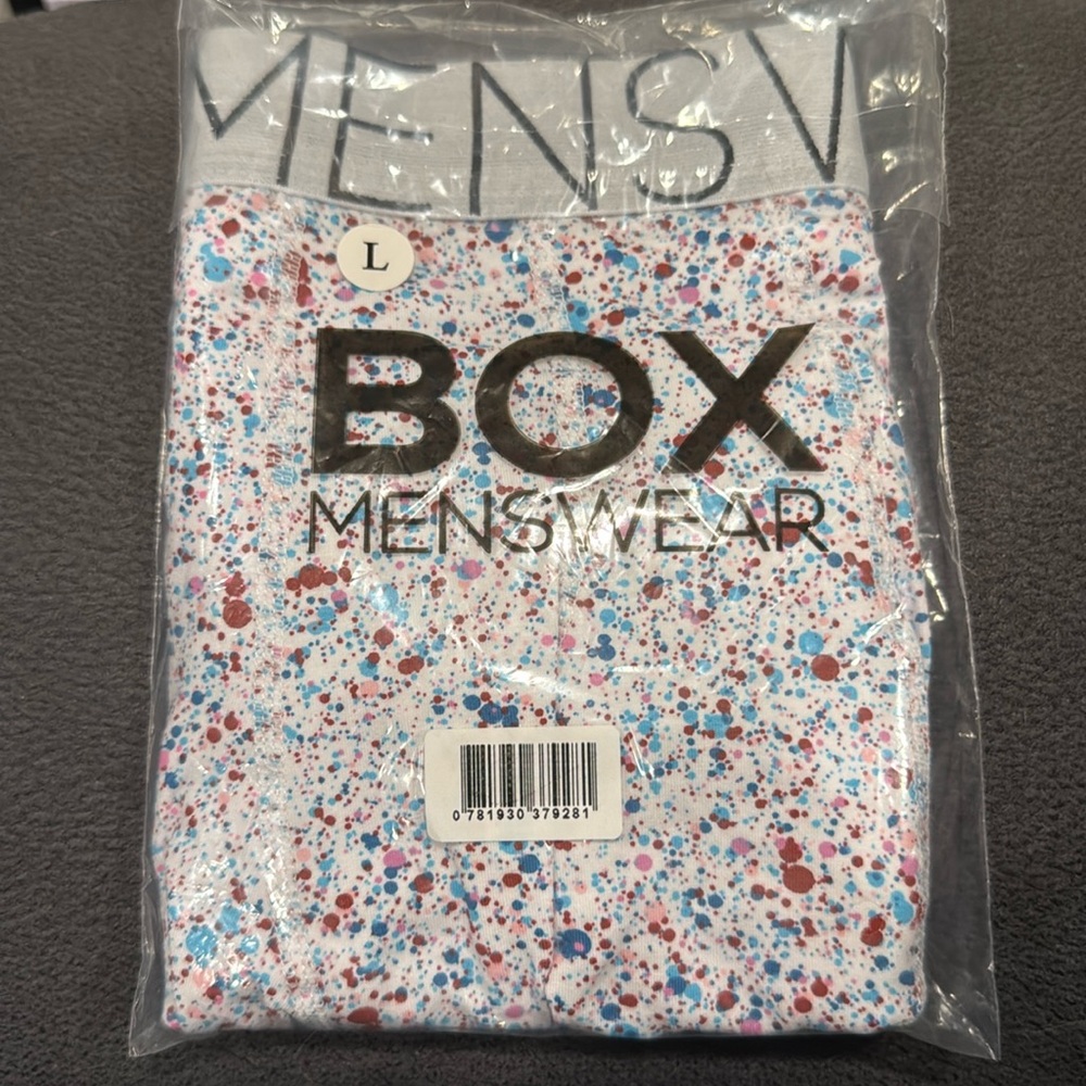 Brand New Box Menswear Underwear Boxer Briefs - White with Confetti Speckles